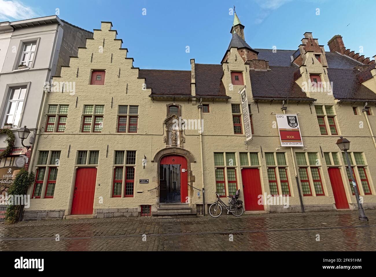 `Huis van Alijn` museum in old medieval houses with stepped gables in Ghent, Flanders, Belgium Stock Photo
